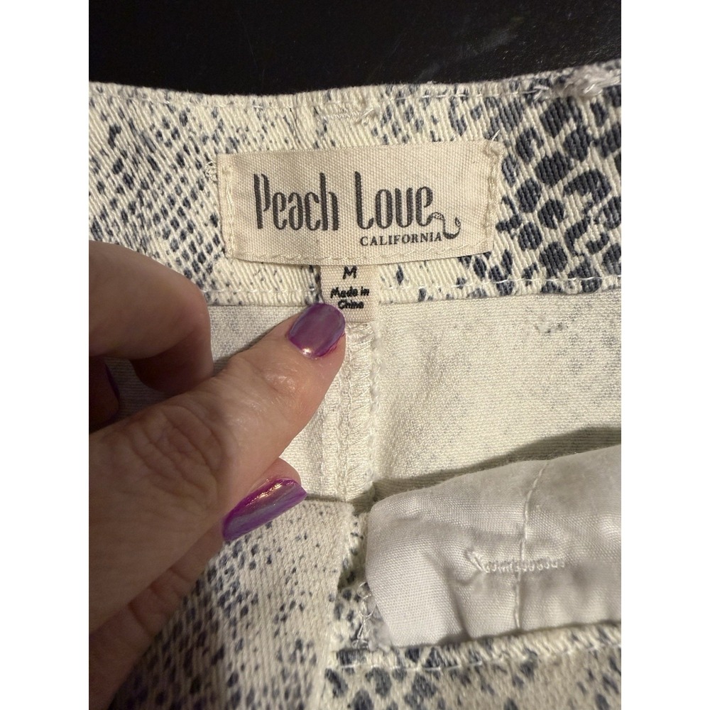 Peach Love California snakeskin print denim Button Fly mini skirt Size medium - Picture 4 of 5